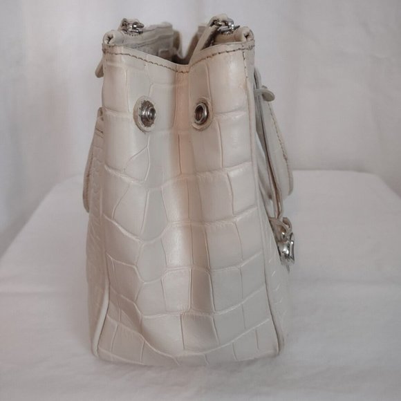 Beautiful Brighton Ivory MONROE CROC Embossed Leather Satchel Handbag Tote - Picture 3 of 9